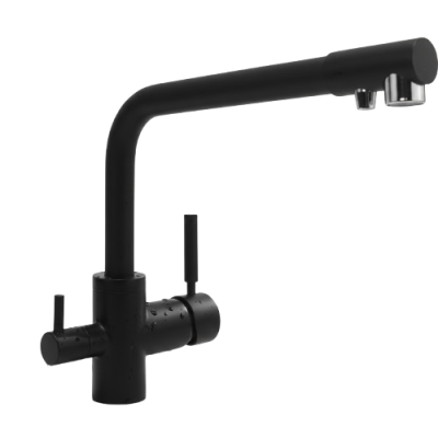 Robinet 3 voies Bas GLIANO Noir Mat | Hauteur 230mm | Eau Filtrée