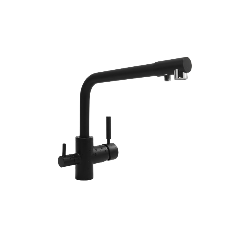 Robinet 3 voies Bas GLIANO Noir Mat | Hauteur 230mm | Eau Filtrée