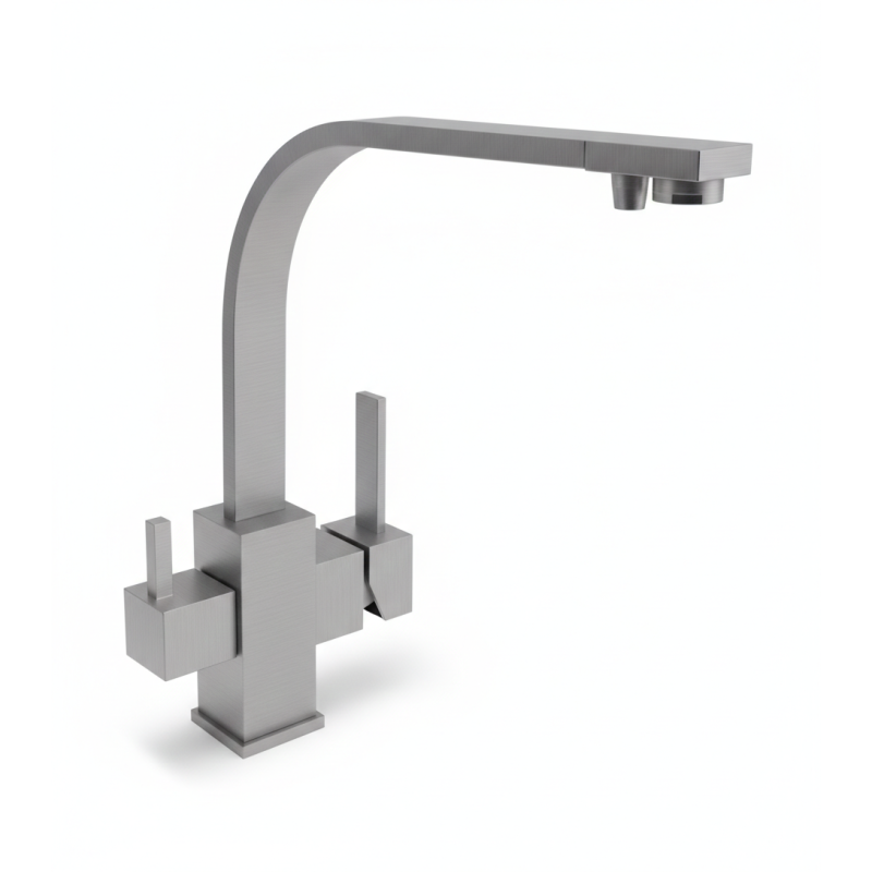 Robinet 3 voies Cuisine GLIANO BR3051-BN Nickel Brossé | Eau Filtrée