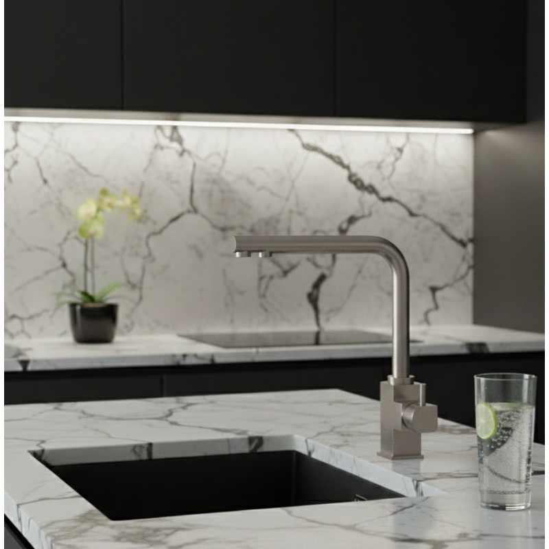 Robinet 3 voies Cuisine GLIANO BR3051-BN Nickel Brossé | Eau Filtrée