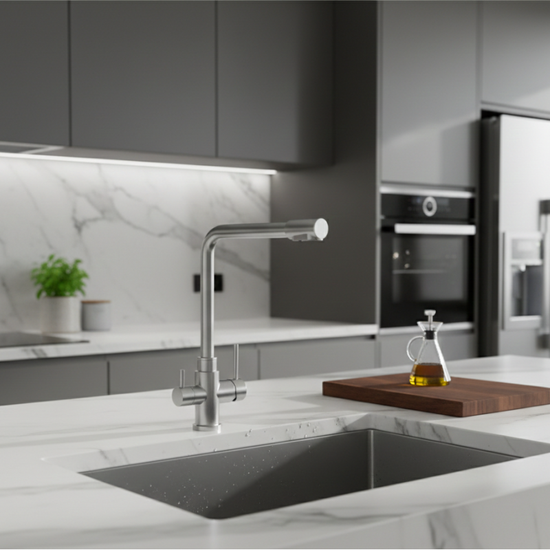 Robinet 3 voies GLIANO SS302 Inox 304 | Hygiène & Design Brossé