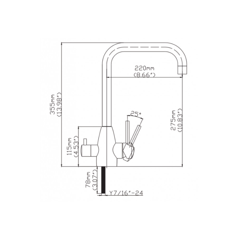 Robinet 3 voies GLIANO SS305 Inox 304 | Inox Brossé & Eau Purifiée