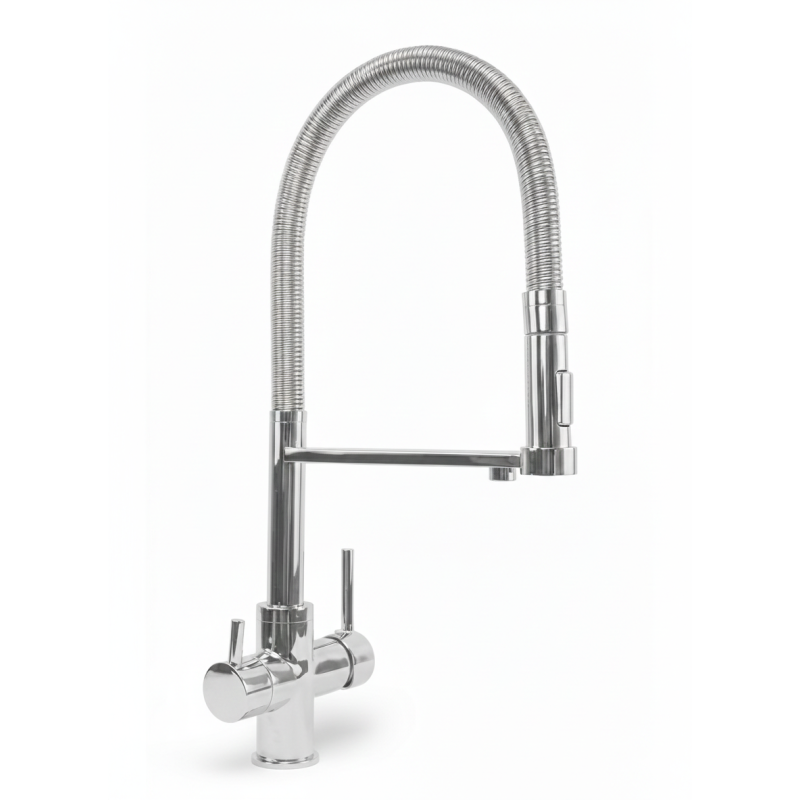 Robinet 3 Voies Flexible Chrome GLIANO-SP303 | Pour Osmoseur