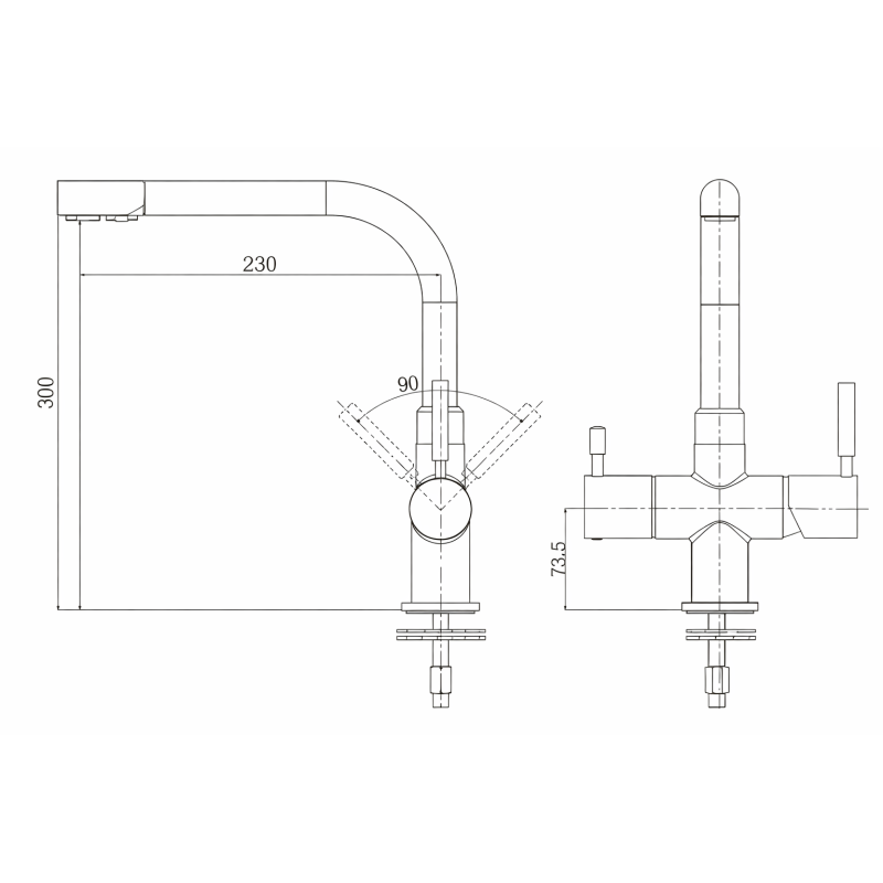 Robinet 3 voies Cuisine GLIANO BR302-BM Noir Mat | Eau Filtrée